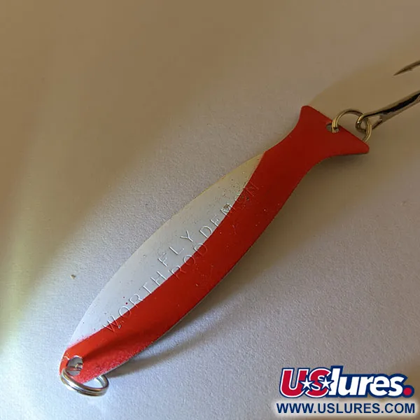 Vintage   Worth Fly Rod Demon, 3/32oz White/red/nickel fishing spoon #17094