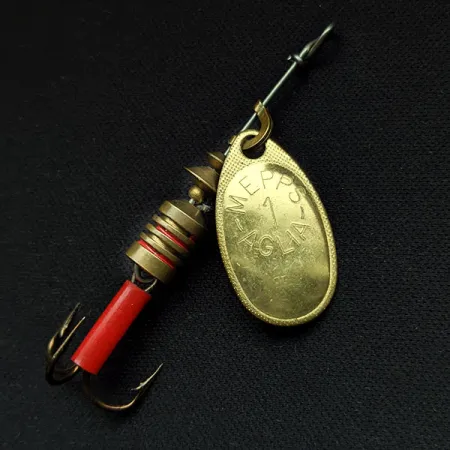 Vintage Mepps Aglia 1, 1/8oz Gold spinning lure #17095