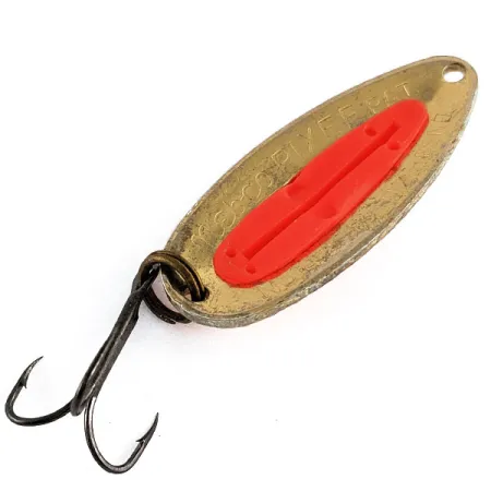 Vintage Nebco Pixee UV, 1/2oz Gold/UV Red fishing spoon #17109