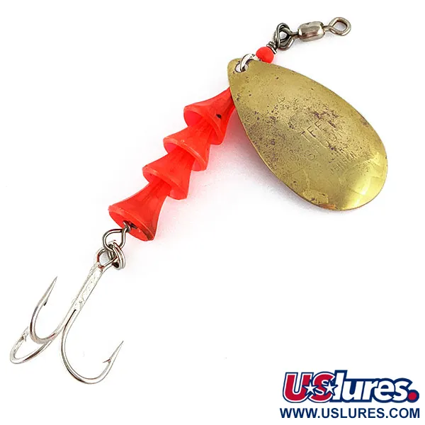 Vintage   Luhr Jensen Tee Spoon 4 TEE Spoon UV, 1/3oz Brass/red UV glows spinning lure #17116