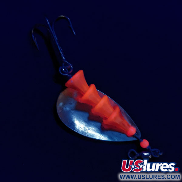 Vintage   Luhr Jensen Tee Spoon 4 TEE Spoon UV, 1/3oz Brass/red UV glows spinning lure #17116