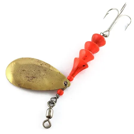 Vintage Luhr Jensen Tee Spoon 4 TEE Spoon UV, 1/3oz Brass/red UV glows spinning lure #17116