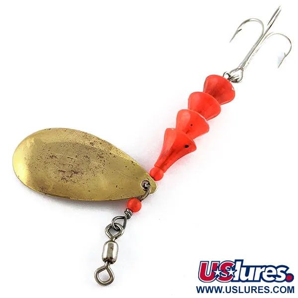 Vintage   Luhr Jensen Tee Spoon 4 TEE Spoon UV, 1/3oz Brass/red UV glows spinning lure #17116