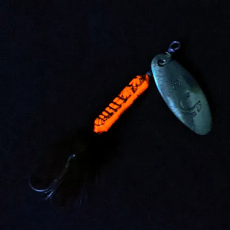 Vintage Yakima Bait Worden’s Original Rooster Tail UV, 1/4oz Gold UV spinning lure #17161