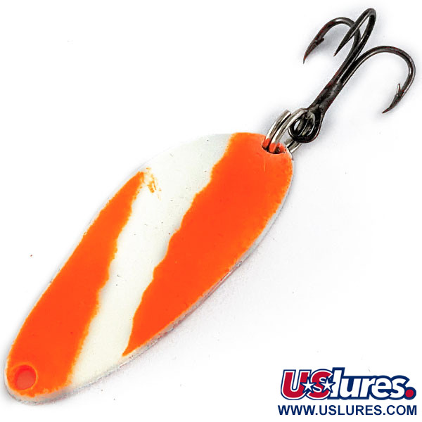 Vintage   Little Cleo Seneca UV, 1/4oz Nickel/white/orange UV fishing spoon #17167