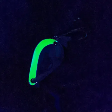 Vintage Acme K.O. Wobbler UV, 1/4oz Nickel/Green fishing spoon #17173