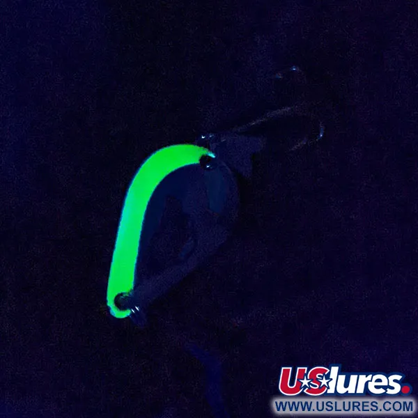 Vintage  Acme K.O. Wobbler UV, 1/4oz Nickel/Green fishing spoon #17173