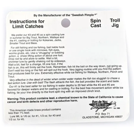 Bay de Noc Do-Jigger #3, 1/3oz fishing spoon #17193