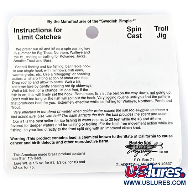   Bay de Noc Do-Jigger 3, 1/3oz Gold fishing spoon #17837