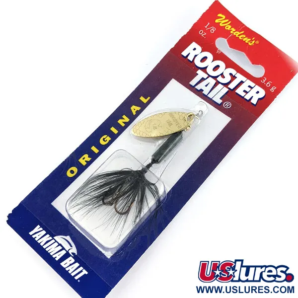  Yakima Bait Worden’s Original Rooster Tail, 1/8oz  Black Coachdog spinning lure #17232