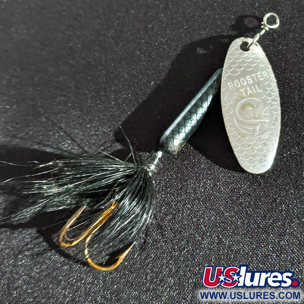 Vintage  Yakima Bait Worden’s Original Rooster Tail, 1/4oz Black/Nickel spinning lure #17282