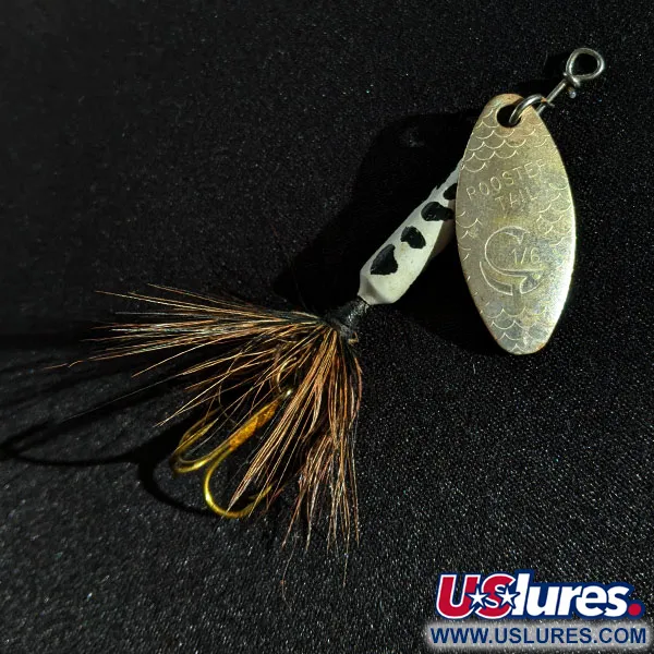 Vintage  Yakima Bait Worden’s Original Rooster Tail, 3/16oz Brass/silver spinning lure #17289