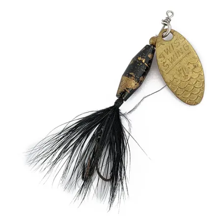 Vintage Renosky Lures Swiss Swing 1, 1/8oz Gold spinning lure #17292