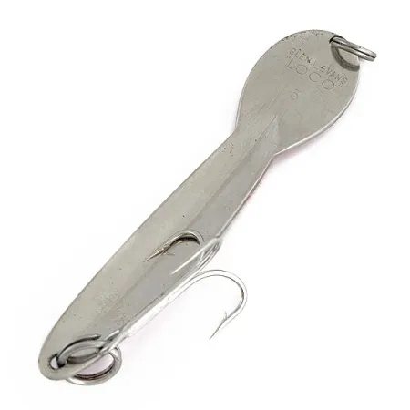 Vintage Glen Evans Loco 5, 1oz Nickel/Red fishing spoon #17300