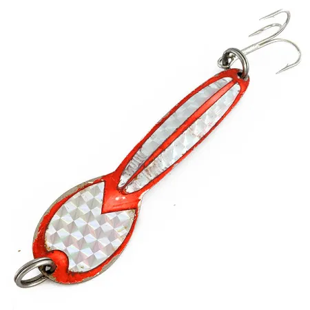 Vintage Glen Evans Loco 5, 1oz Nickel/Red fishing spoon #17300