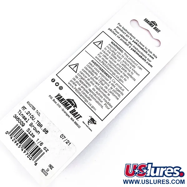  Yakima Bait Worden’s Original Rooster Tail, 3/16oz Tinsel Brown spinning lure #17303