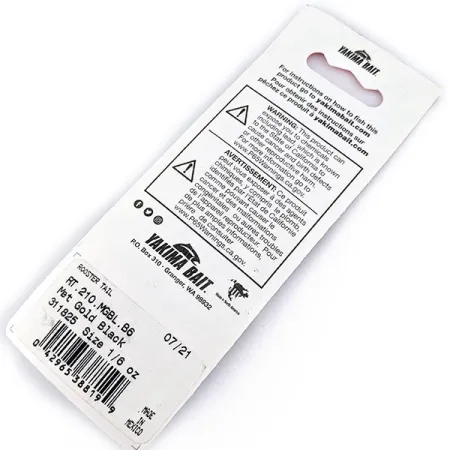 Yakima Bait Worden’s Original Rooster Tail, 3/16oz Gold Black spinning lure #17307