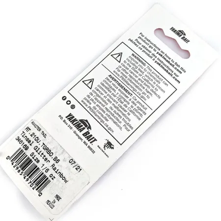 Yakima Bait Worden’s Original Rooster Tail, 3/16oz Glitter Rainbow spinning lure #17308