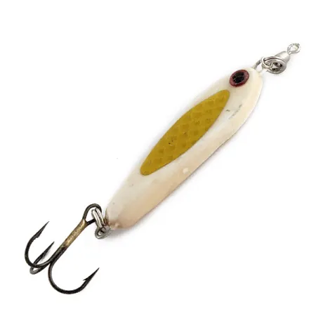 Vintage Other Bubba-Baits Zig Zag Spoon, 3/4oz White/gold fishing spoon #17338