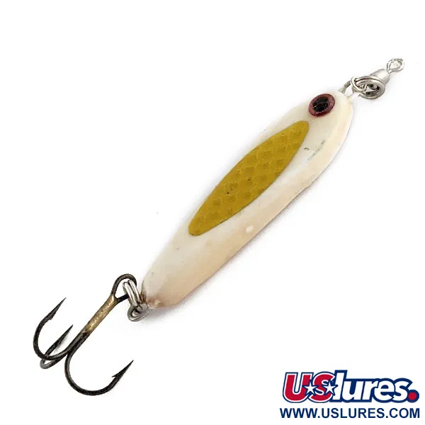 Vintage  Other Bubba-Baits Zig Zag Spoon, 3/4oz White/gold fishing spoon #17338