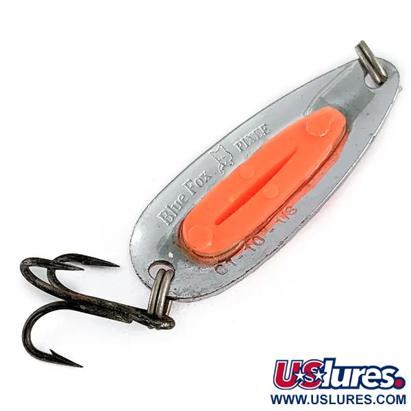 Vintage   Blue Fox Pixee UV, 1/8oz Nickel/Orange UV fishing spoon #17340