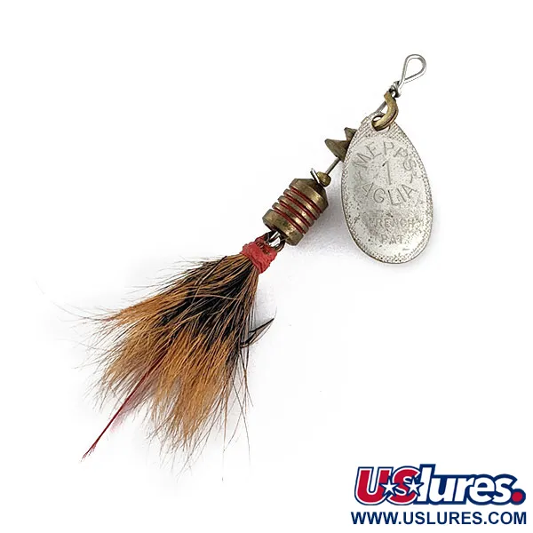 Vintage   Mepps AGLIA 1 dressed, 1/8oz Silver spinning lure #17341