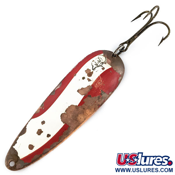 Vintage Dardevle fishing lure lures silver red stripes spoon shape Detroit  USA
