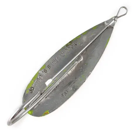 Vintage Johnson Silver Minnow UV, 3/5oz Fire Tiger fishing spoon #17409