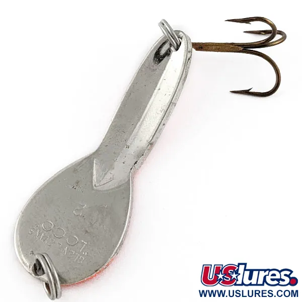 Vintage Glen Evans Loco 2 UV, 1/4oz Nickel/Orange UV fishing spoon #17461