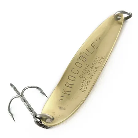 Vintage Luhr Jensen Krocodile #4, 1/2oz Gold fishing spoon #17515
