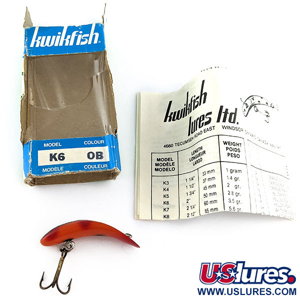  Helin Tackle Kwikfish K6, 3/32oz Red OB fishing lure #17567