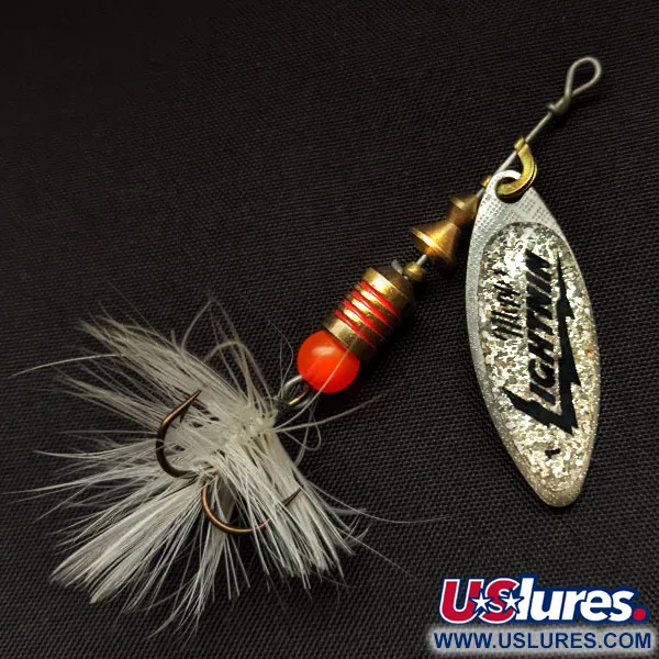 Vintage   Mepps Aglia Long 1 Mouche, 3/16oz Silver spinning lure #17577