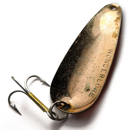 Vintage Acme Wonderlure, 2/5oz Copper/orange UV fishing spoon #17591