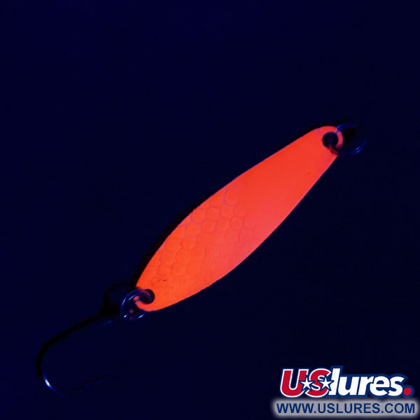 Vintage  Luhr Jensen Needle fish 2 UV, 3/32oz White/orange UV fishing spoon #17598