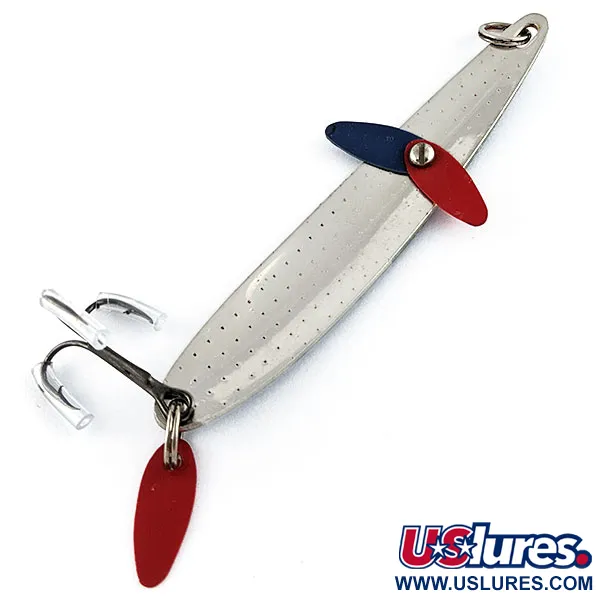 Vintage  Bay de Noc Bay De Noc Laker Taker, 3/4oz Nickel/blue fishing spoon #17609