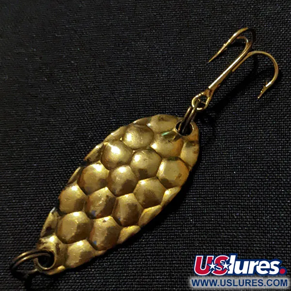 Vintage Acme Little Cleo bubbles, 1/8oz Brass fishing spoon #17625