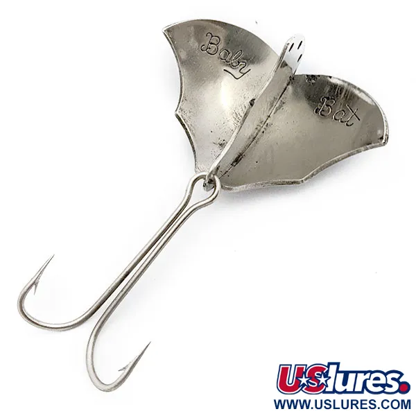 Vintage Harrison Industries Baby Bat, 1/2oz Nickel fishing spoon #17652
