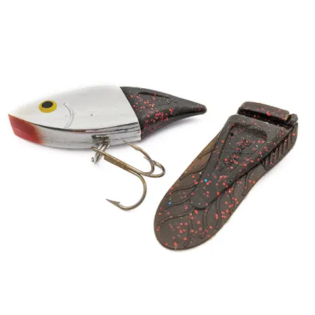 Vintage Berkley PowerBait Power Rattle, 1/2oz Silver/red glitter fishing lure #17660