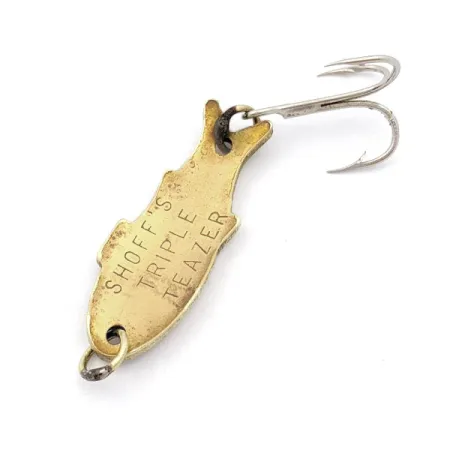 Vintage Shoff's Triple Teazer, 1/8oz Brass fishing spoon #17679