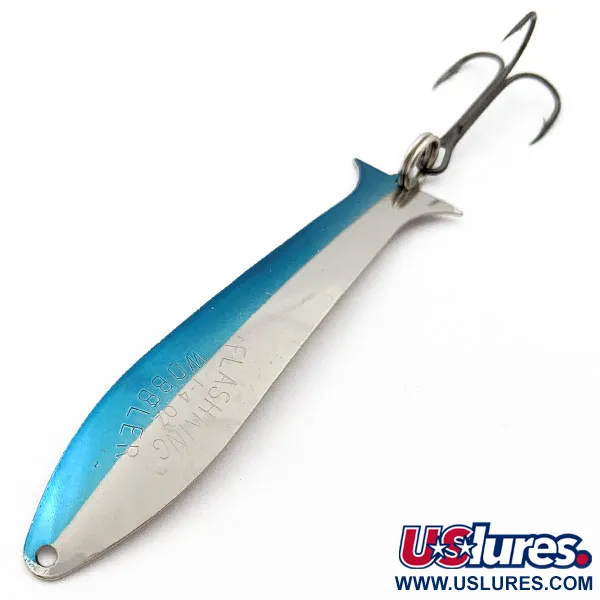 Vintage  ​Acme Flash-King Wobbler, 1/4oz Nickel/blue fishing spoon #17680