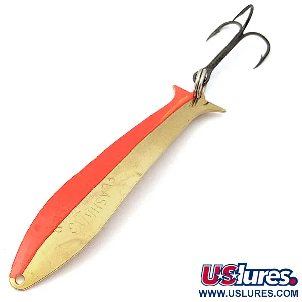 Vintage Acme Flash-King Wobbler, 1/4oz Gold/orange fishing spoon #17681