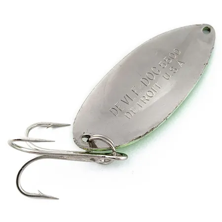 Vintage Eppinger Dardevle Devle-Dog 5500, 3/4oz Honeycomb Lime fishing spoon #17730