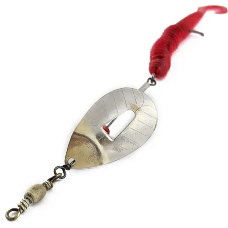 Vintage Pflueger June Bug, 1/4oz Nickel/Gold/Red spinning lure #17775