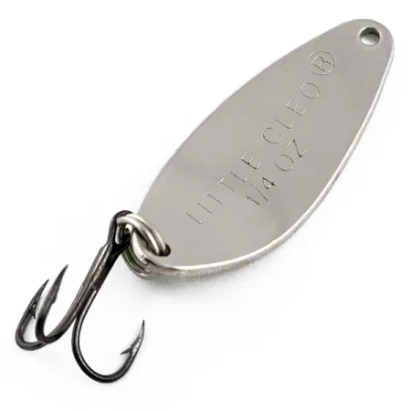 Vintage Acme Little Cleo UV, 1/4oz Nickel/ green -UV glows fishing spoon #17795