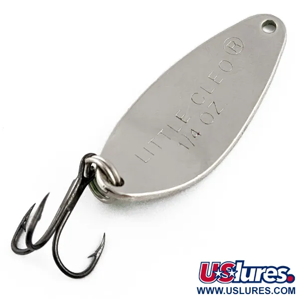 Vintage Acme Little Cleo UV, 1/4oz Nickel/ green -UV glows fishing spoon #17795