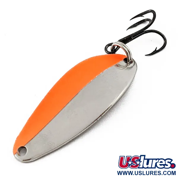Vintage Acme Little Cleo, 1/4oz Nickel/orange fishing spoon #17813