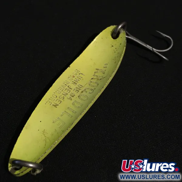 Vintage Luhr Jensen Krocodile #4, 2/3oz Yellow fishing spoon #17860
