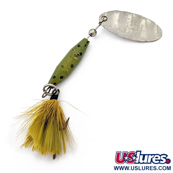 Vintage   Glen Evans Shyster, 1/4oz Nickel/Green spinning lure #17901