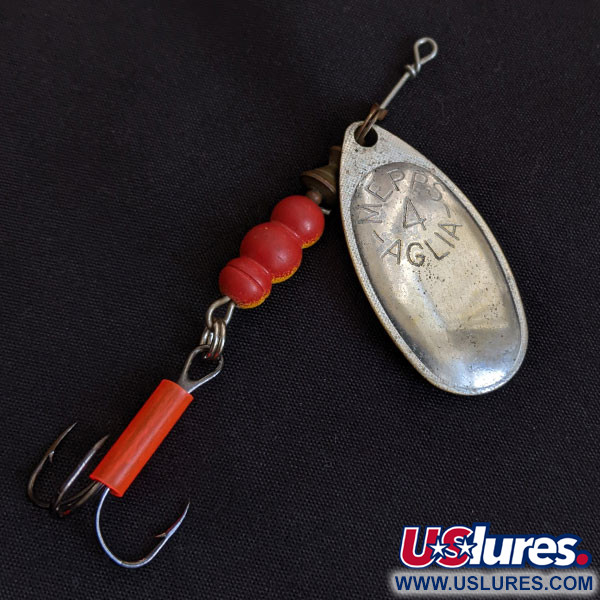 Vintage   Mepps Aglia 4, 1/3oz Silver spinning lure #17918