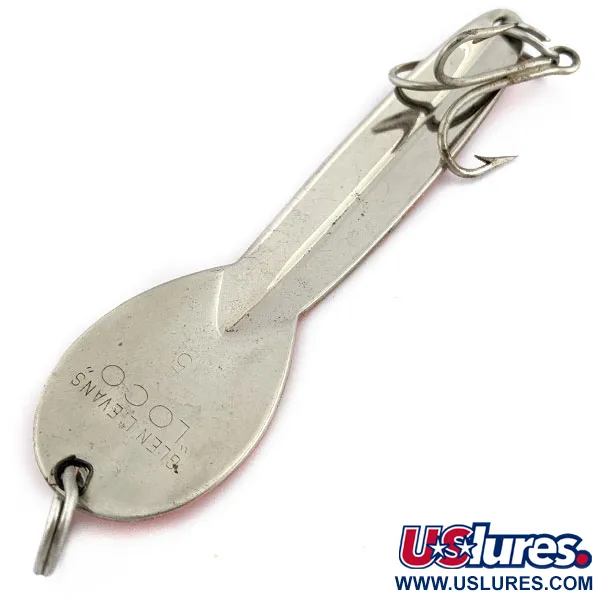 Vintage   Glen Evans Loco 5, 1oz Nickel/Red fishing spoon #17923